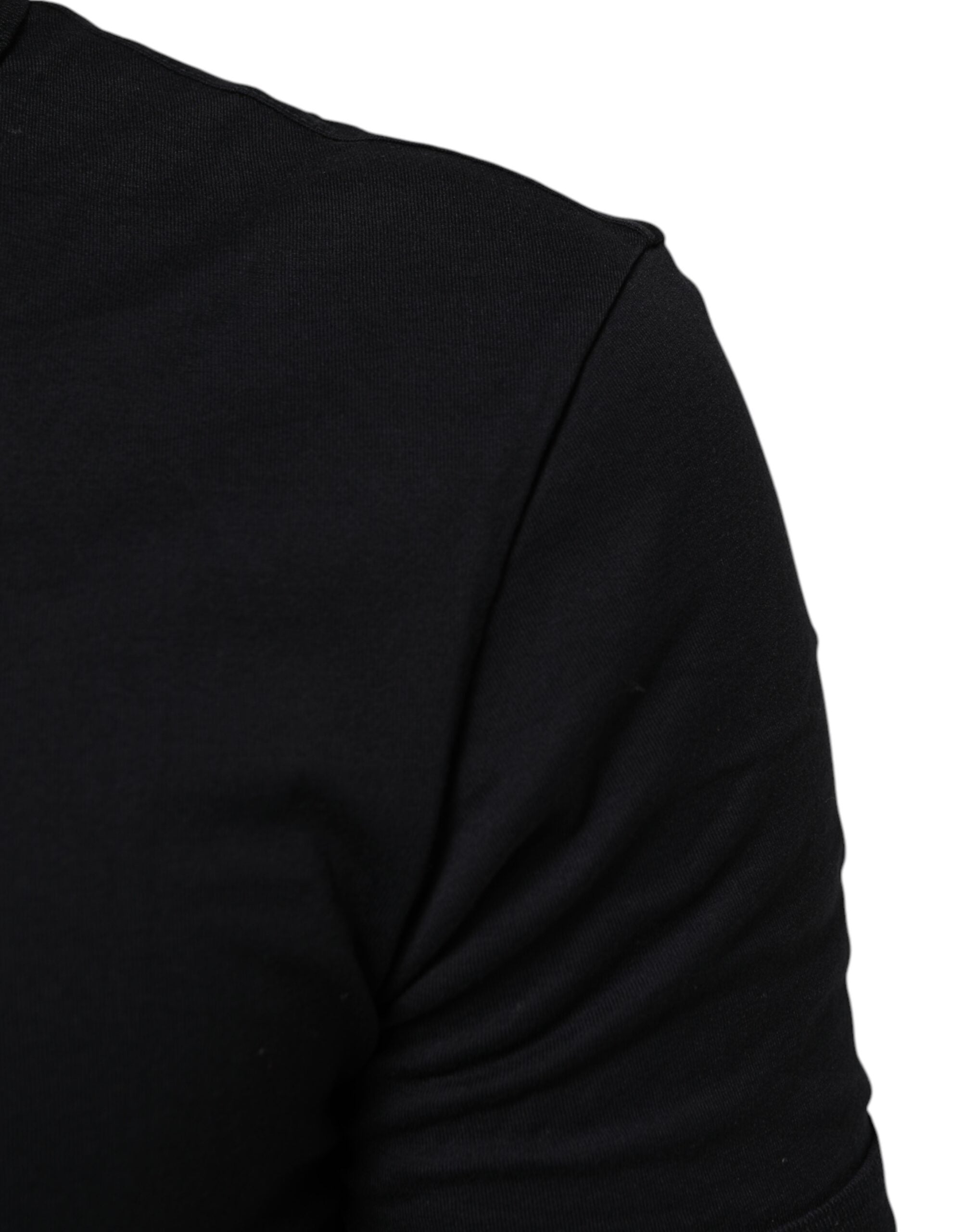 Dolce & Gabbana Schwarzes einfarbiges Baumwoll-T-Shirt mit V-Ausschnitt für Männer